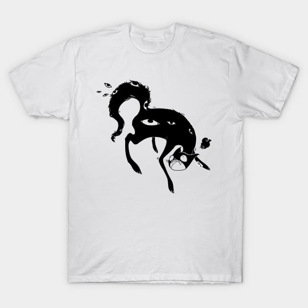 Strange Black Cat T-Shirt by cellsdividing